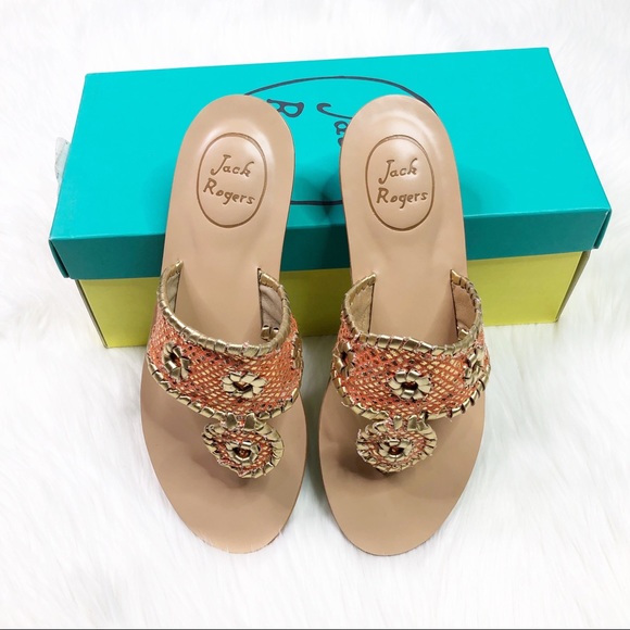 Jack Rogers Carissa Firecoral Gold Thong Sandal - Picture 4 of 7